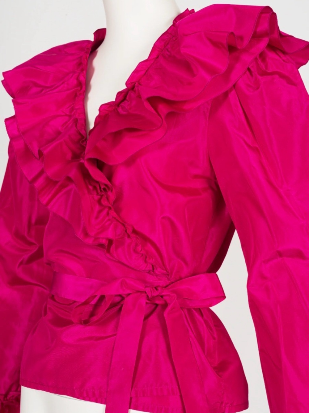 MARINA Hot Pink Ruffle Wrap Blouse